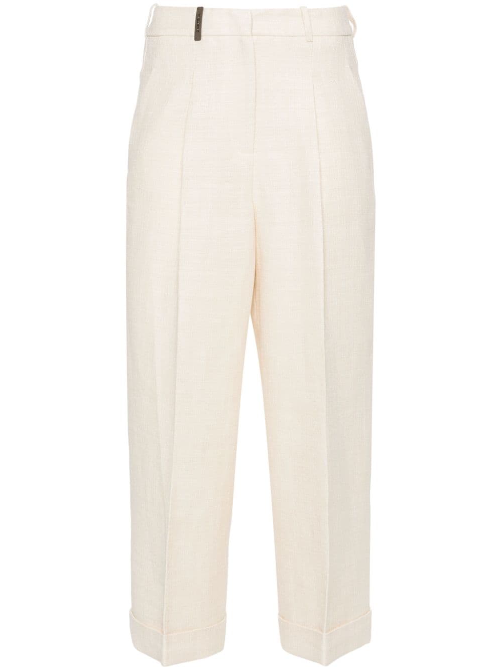Peserico Mid-waist Tapered Trousers In Neutrals