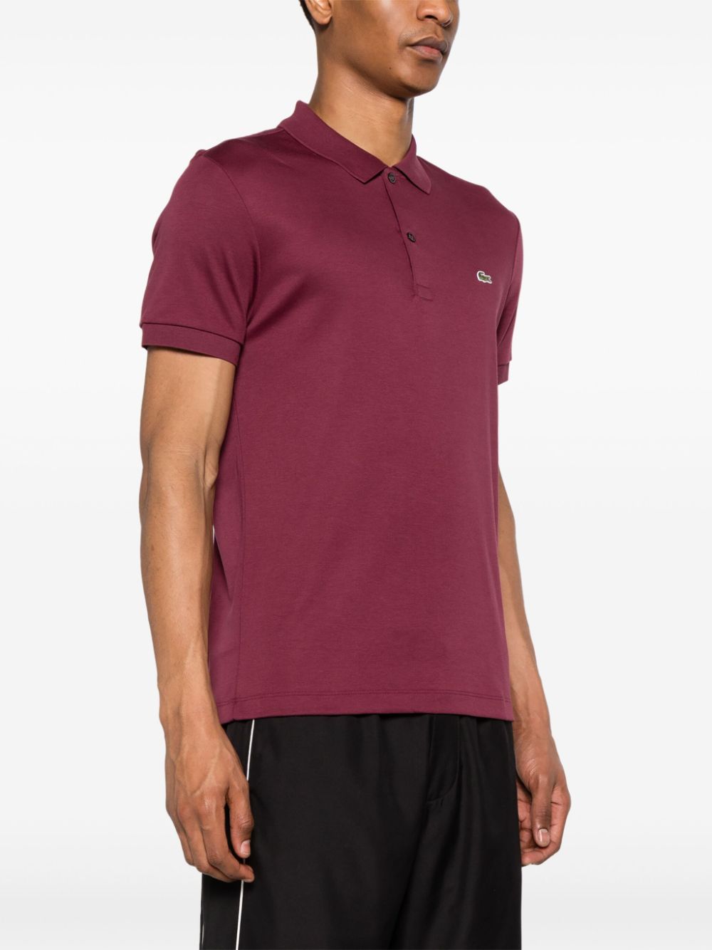 Shop Lacoste Logo-embroidered Cotton Polo Shirt In Red