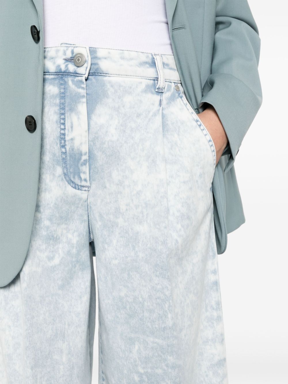 Peserico High waist jeans met logopatch Blauw