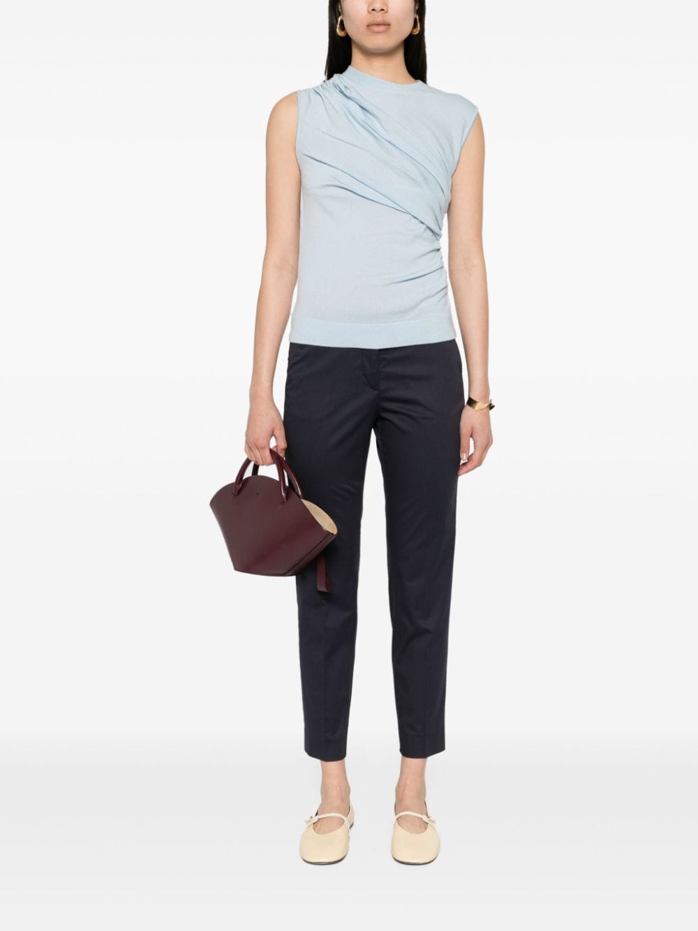 Shop Peserico Pressed-crease Trousers In Blue