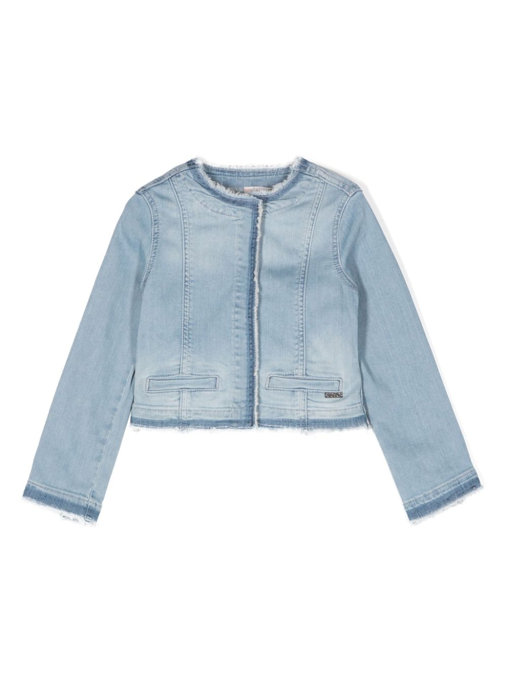 Liu •jo Kids' Star-stud Embellished Denim Jacket In Blue