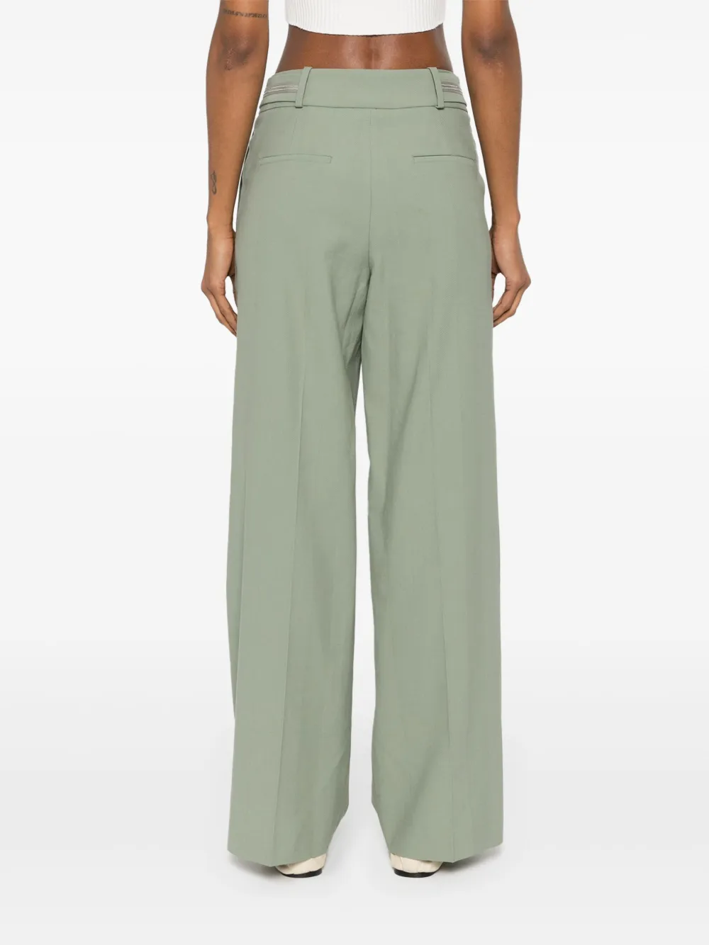 Shop Peserico Linen Palazzo Pants In Green