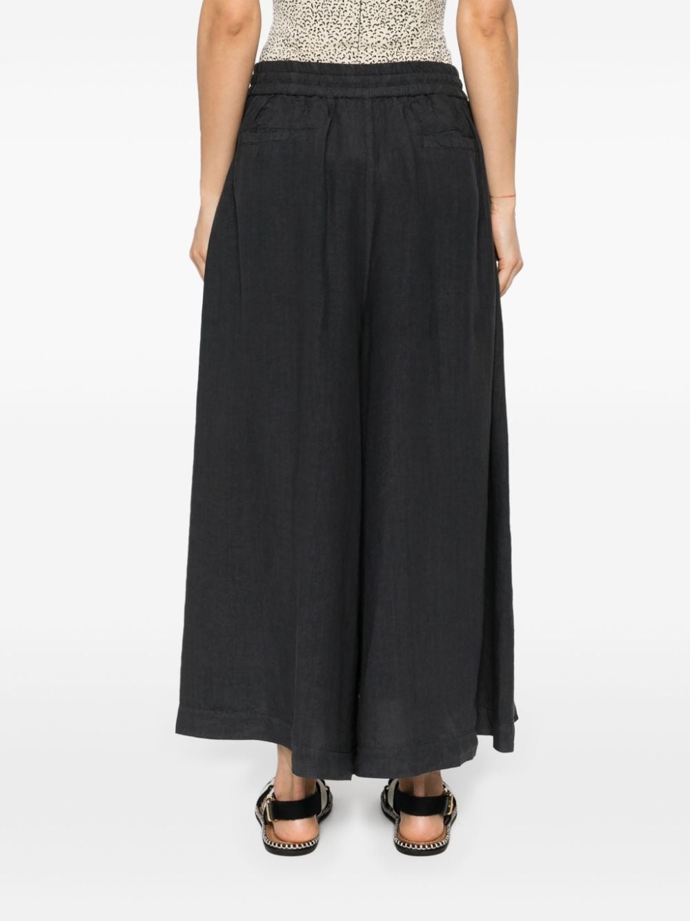 Shop Peserico Cotton Palazzo Pants In Blue