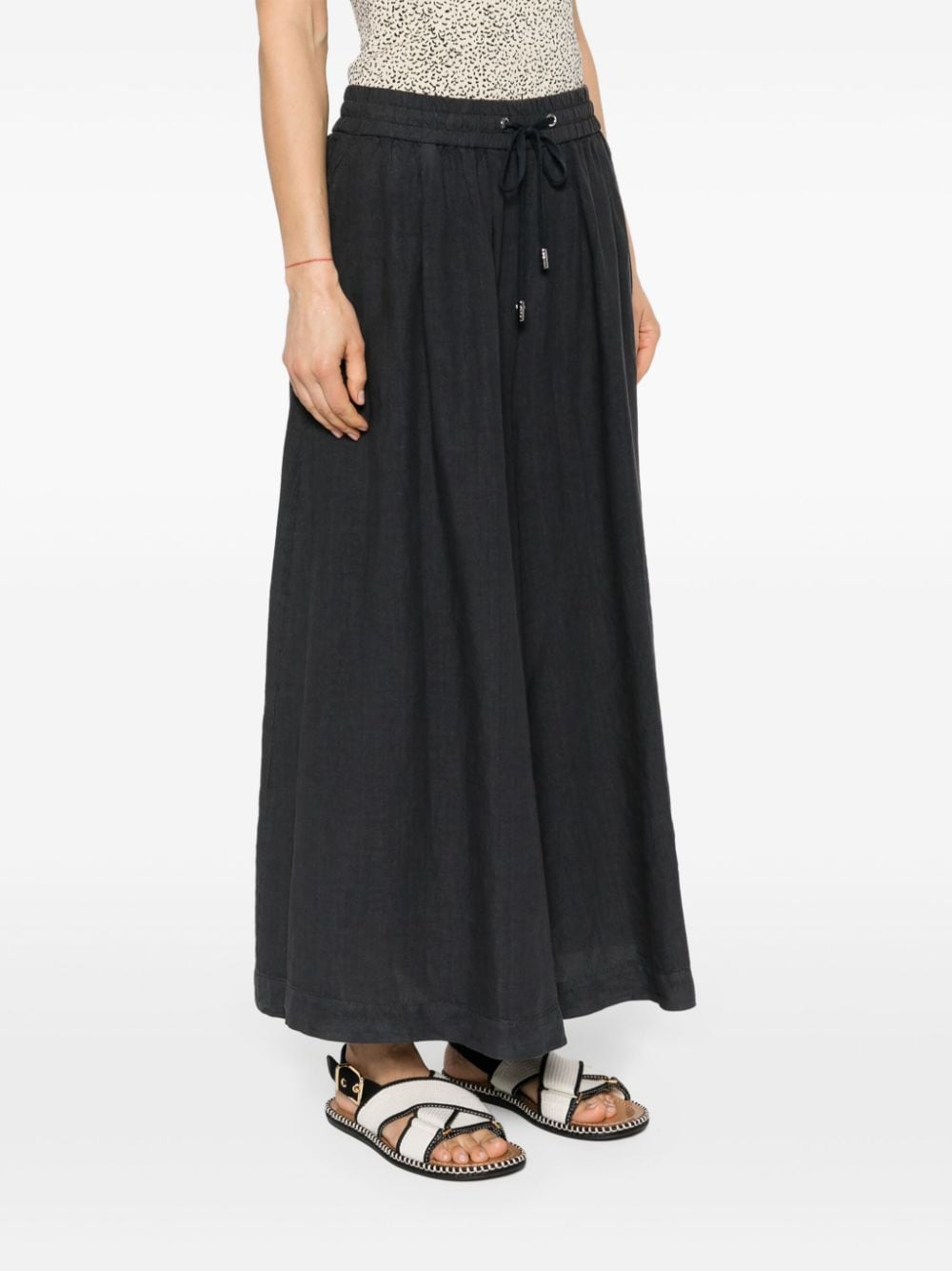Shop Peserico Cotton Palazzo Pants In Blue