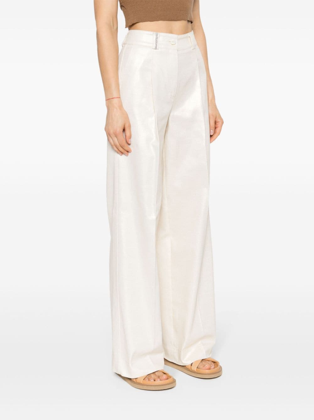 Shop Peserico Pleat-detail Palazzo Pants In Neutrals