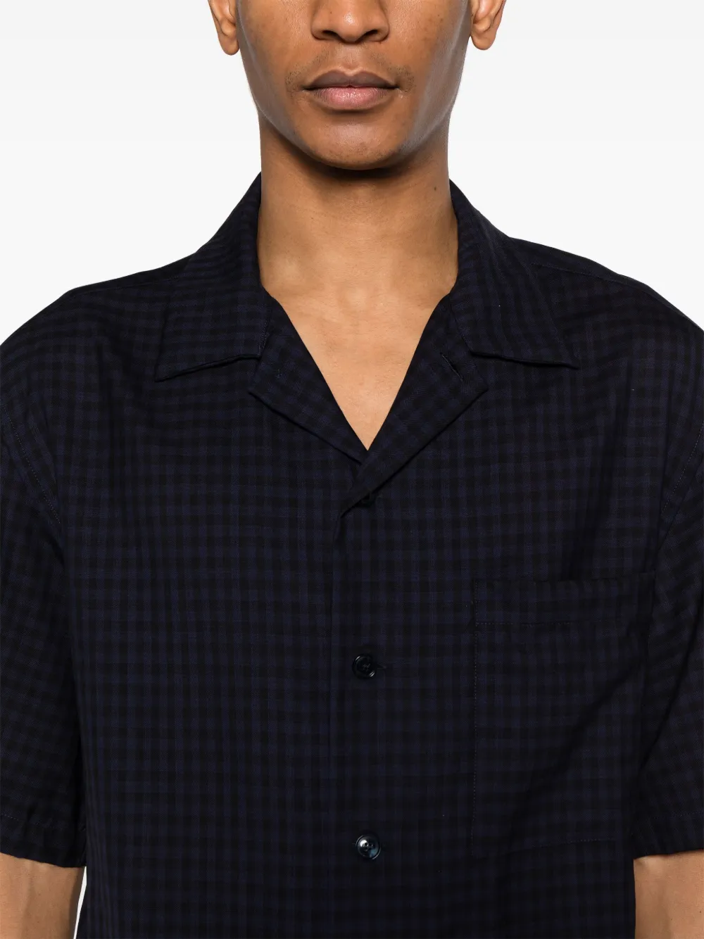 Shop Barena Venezia Checked Camp-collar Shirt In Blue