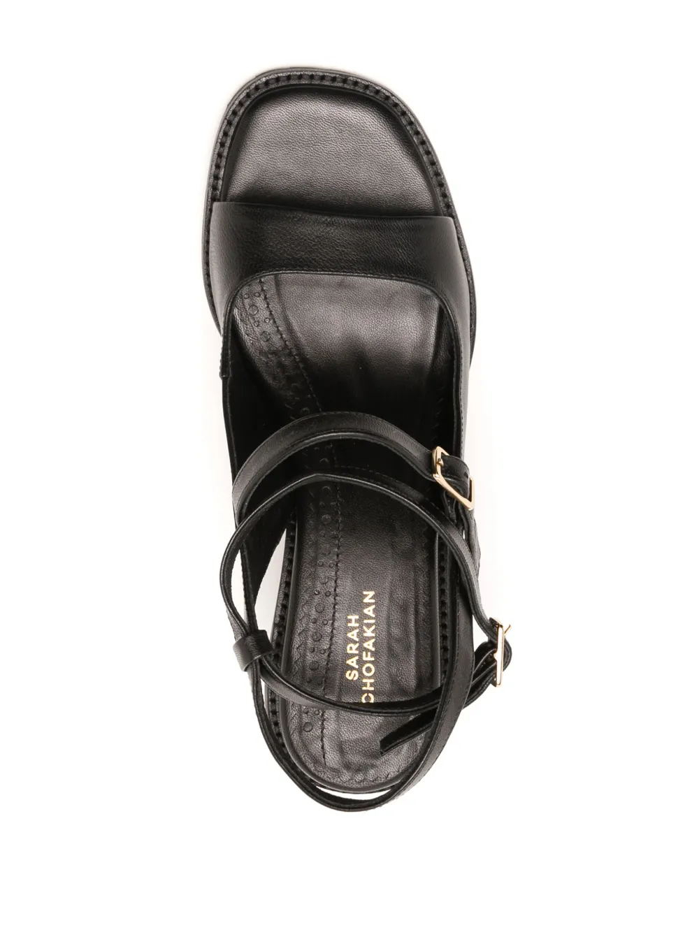 Sarah Chofakian Vik 70mm leren slingback sandalen Zwart