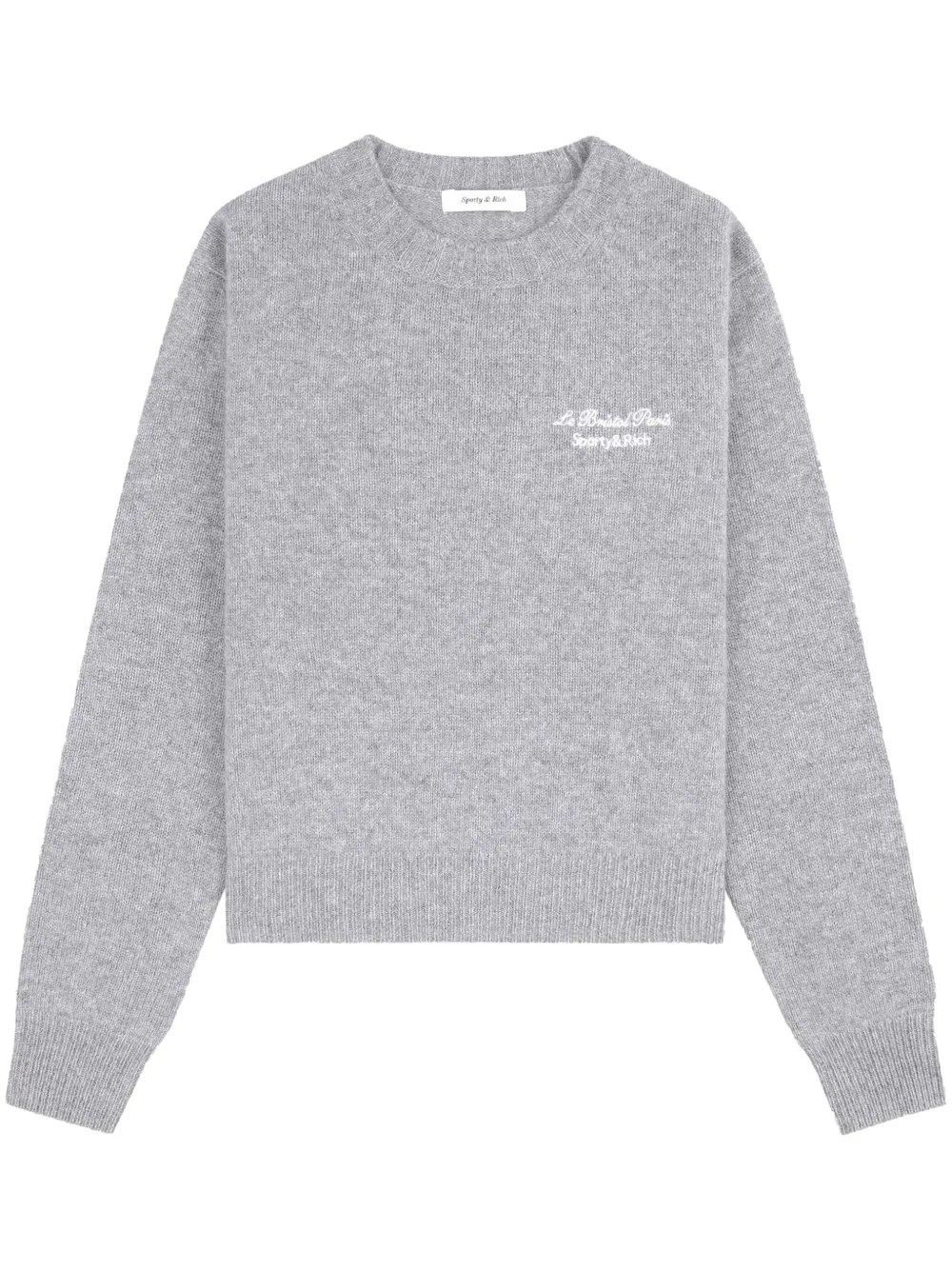 Sporty & Rich Kasjmier trui met geborduurd logo Grijs