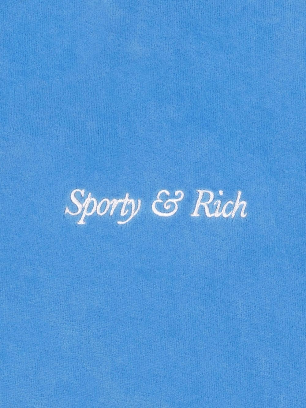 Sporty & Rich T-shirt met geborduurd logo en V-hals Blauw