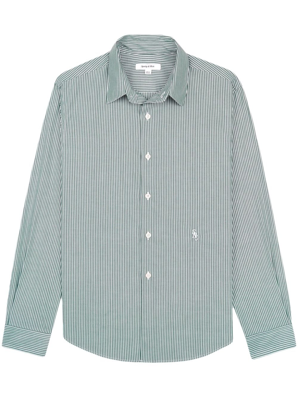 Sporty And Rich Src Striped Cotton Shirt In Green