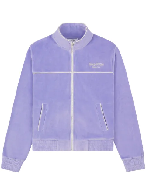 Sporty & Rich Script cotton velour track jacket
