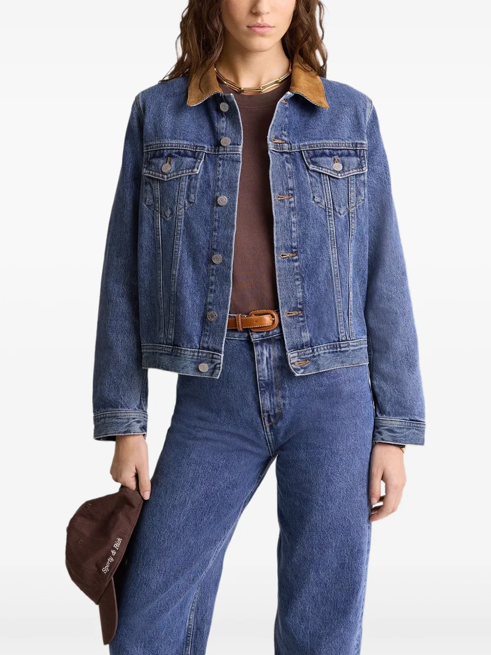 Sporty & Rich Donsjack met contrasterende kraag Blauw