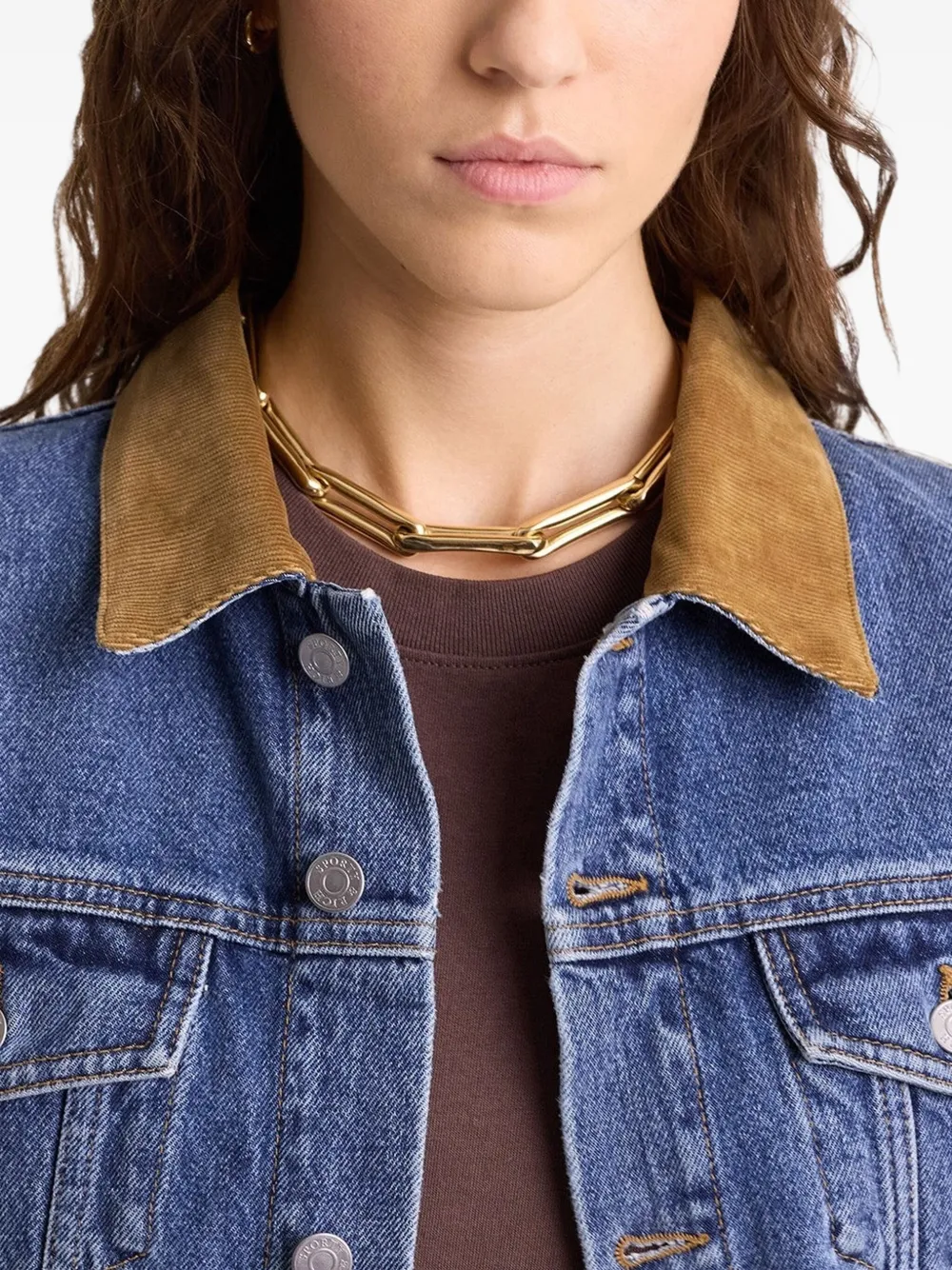 Sporty & Rich Donsjack met contrasterende kraag Blauw
