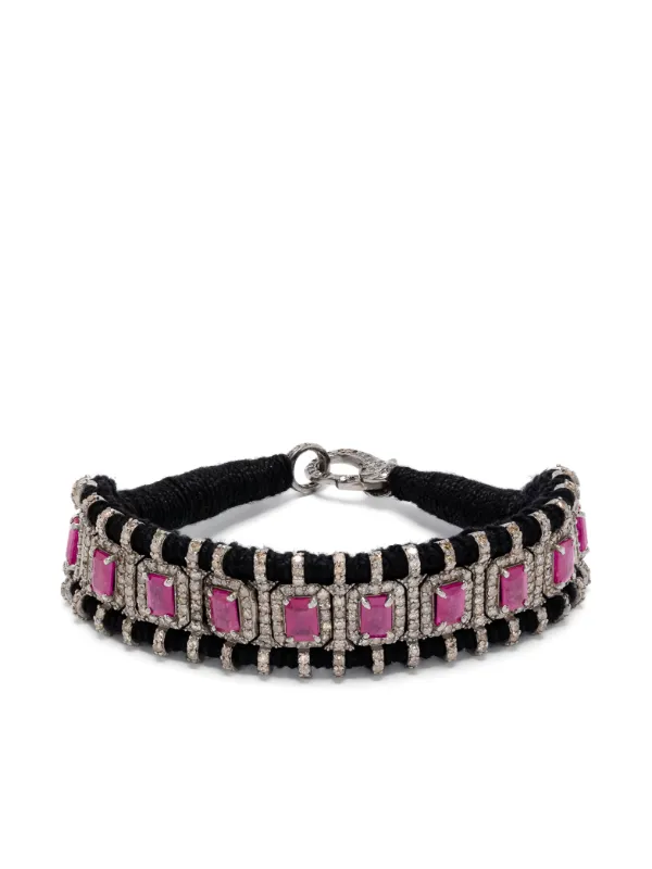 Jia Jia Ruby and Diamond Statement Bracelet in Silver