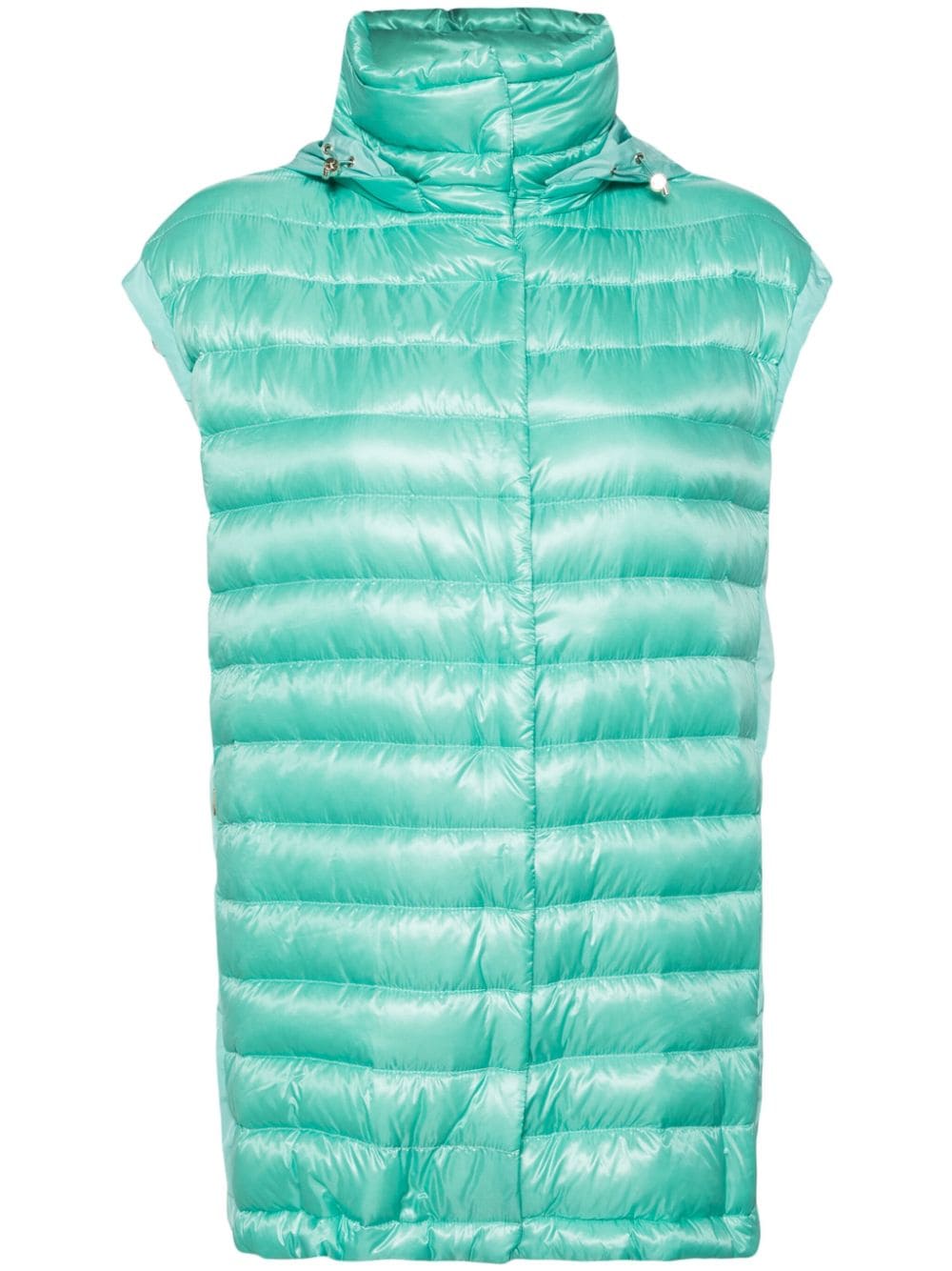 Herno High-neck Hooded Gilet In Green