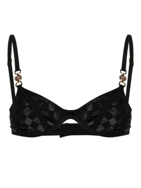 Versace checkerboard-print underwire balconette bra