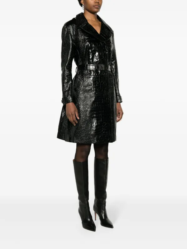 TOM FORD crocodile effect Leather Trench Coat Black FARFETCH CA