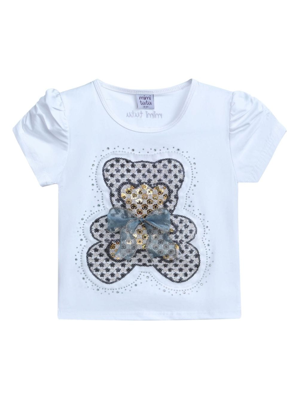 Mimi Tutu Kids' Bear-appliqué T-shirt In 白色