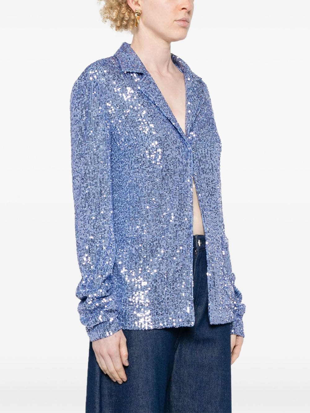 Shop Callas Milano Pj Sequinned Jacket In Blue