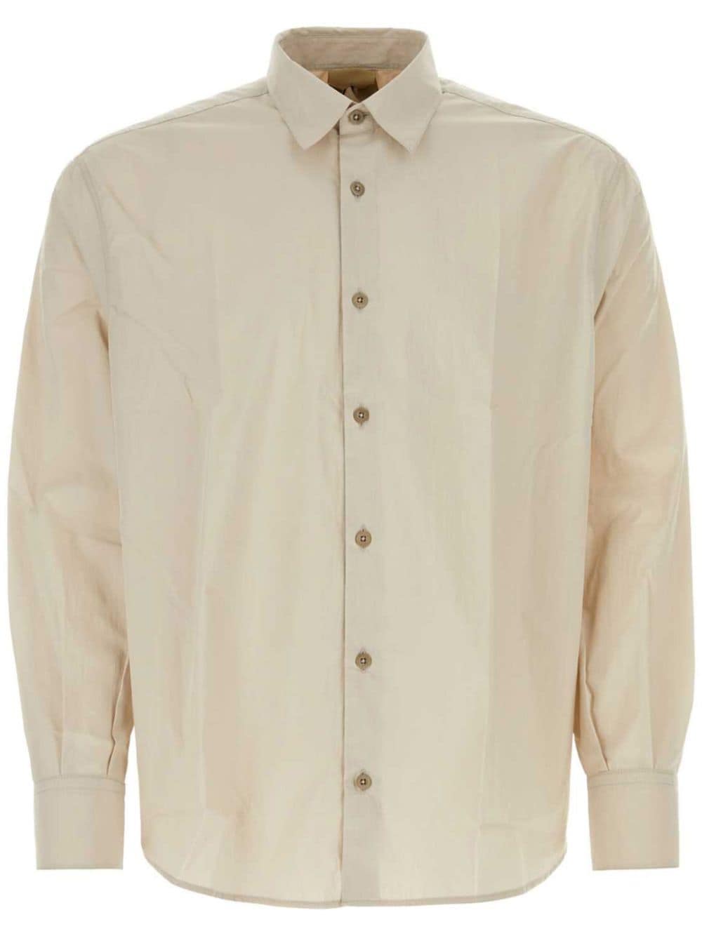 Shop Ten C Long-sleeve Poplin Shirt In Neutrals