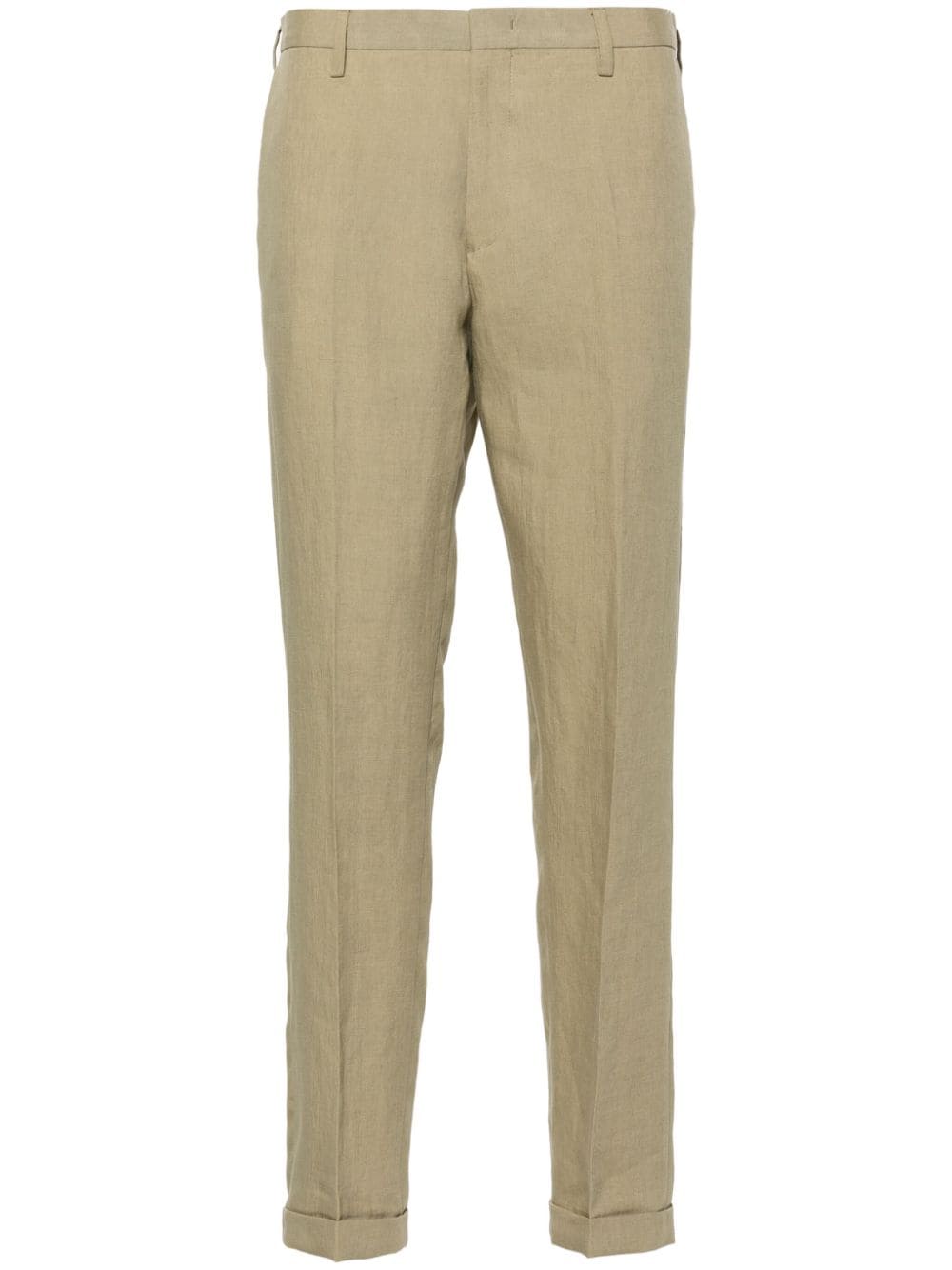 Paul Smith Linen Tapered Trousers In Green