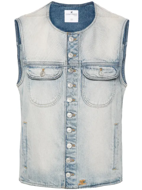 Courrèges logo-embroidered denim vest