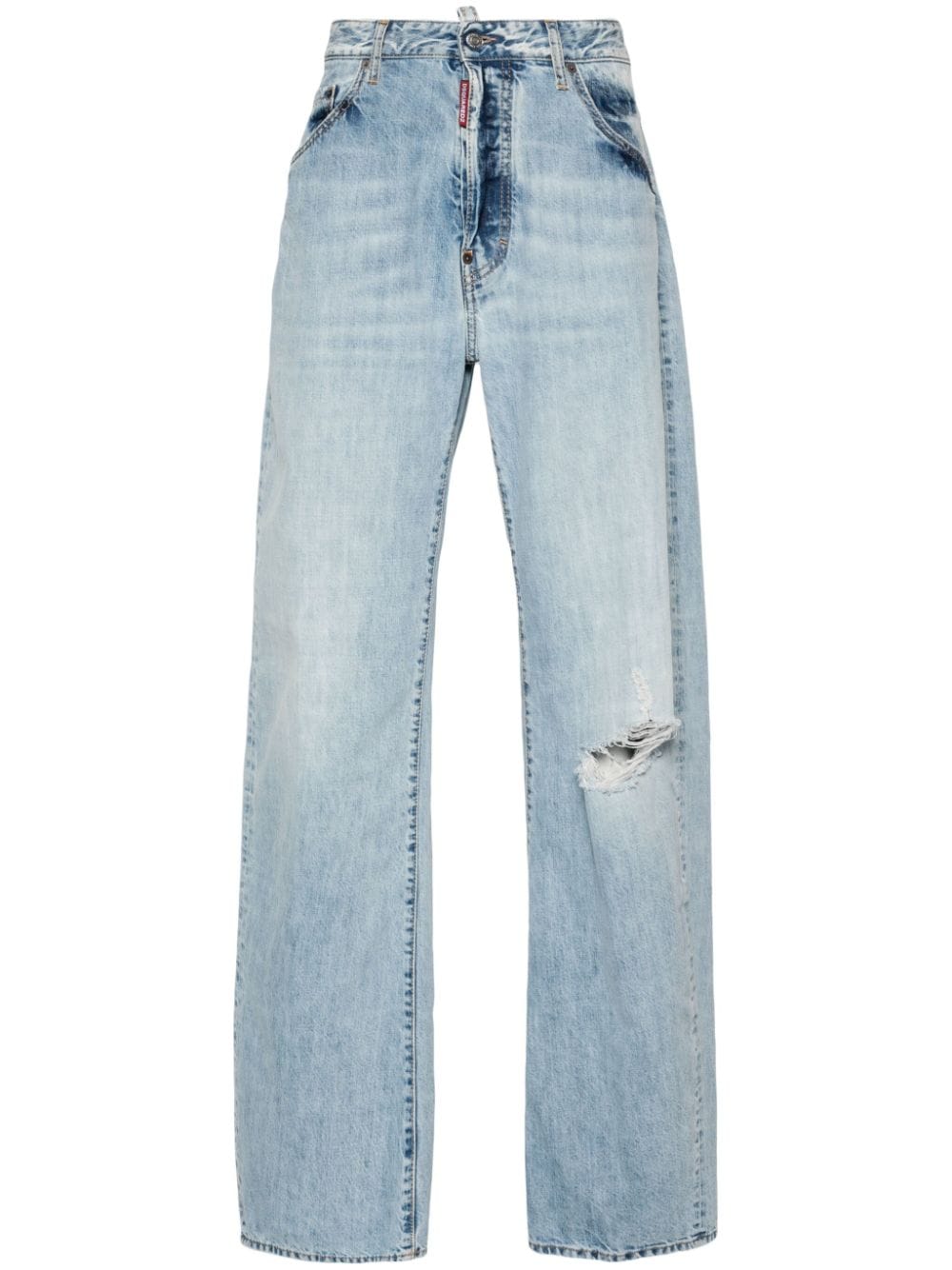 Dsquared2 Ripped Wide-leg Jeans In 蓝色