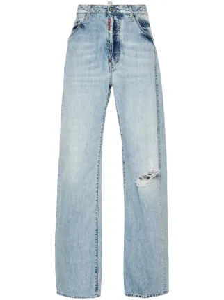 DSQUARED2 ダメージ ワイドジーンズ | ブルー | FARFETCH JP