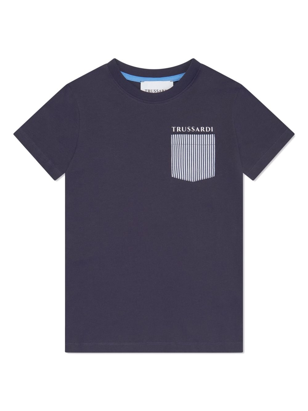 trussardi junior t-shirt en coton à logo imprimé - bleu