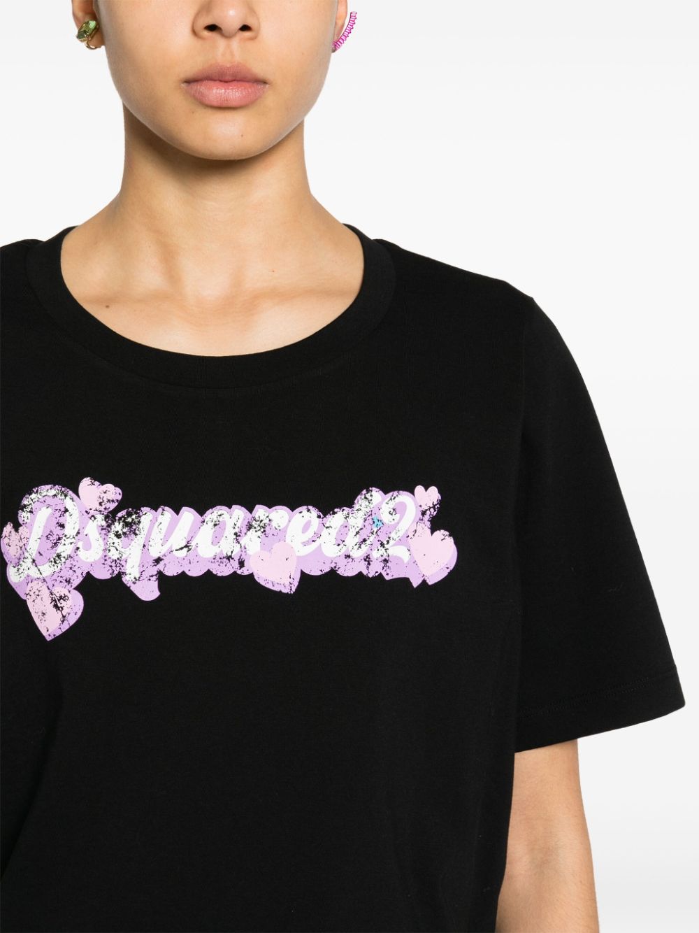 Shop Dsquared2 Logo-print Cotton T-shirt In Black