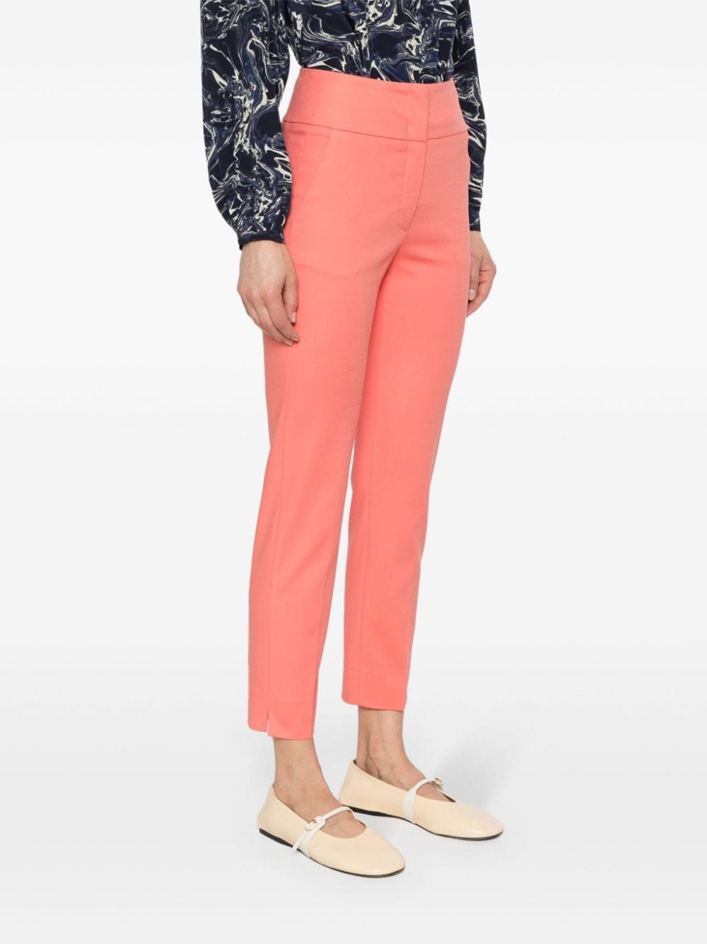 Shop Peserico Cotton-blend Tapered Trousers In Pink