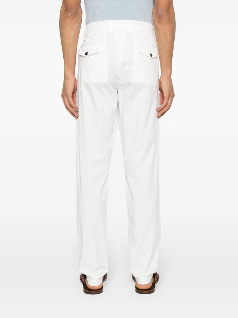 Shop Eleventy Mid-waist Tapered Trousers In White