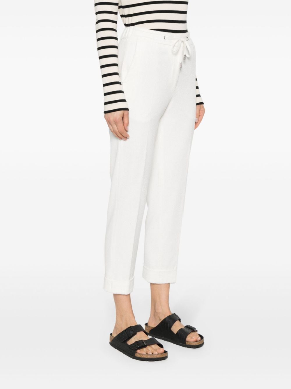 Shop Peserico Terry-cloth Tailored Trousers In White
