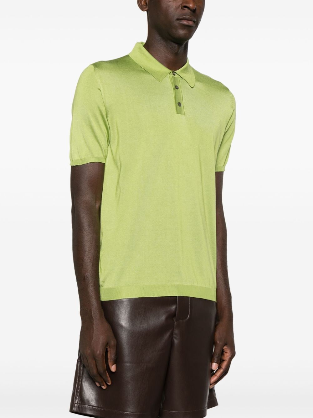Shop Roberto Collina Knitted Silk Polo Shirt In Green