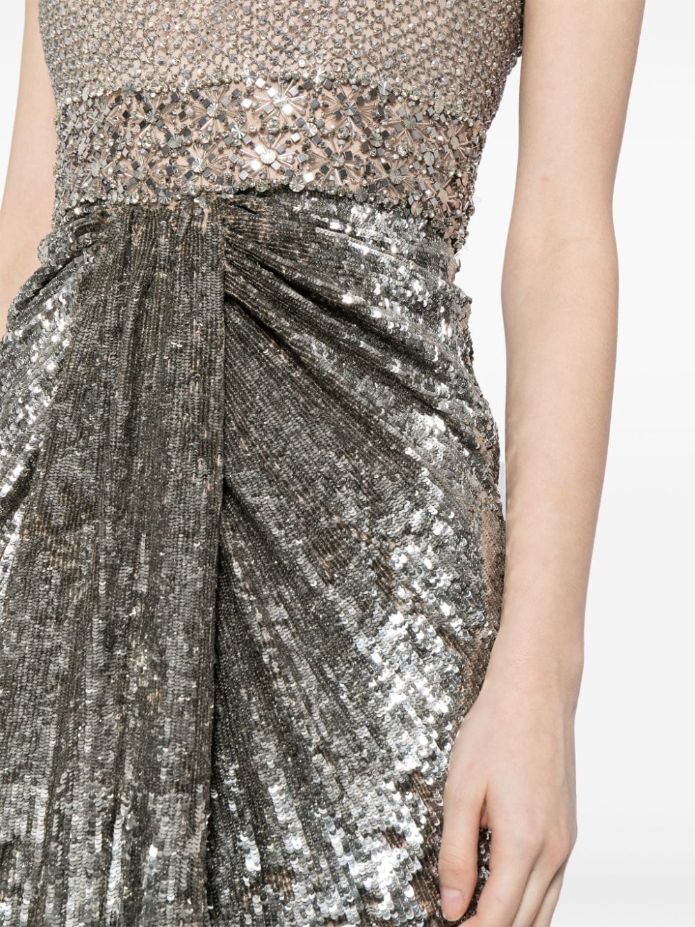 Shop Jenny Packham Only You Sequin-embellished Gown In Silver