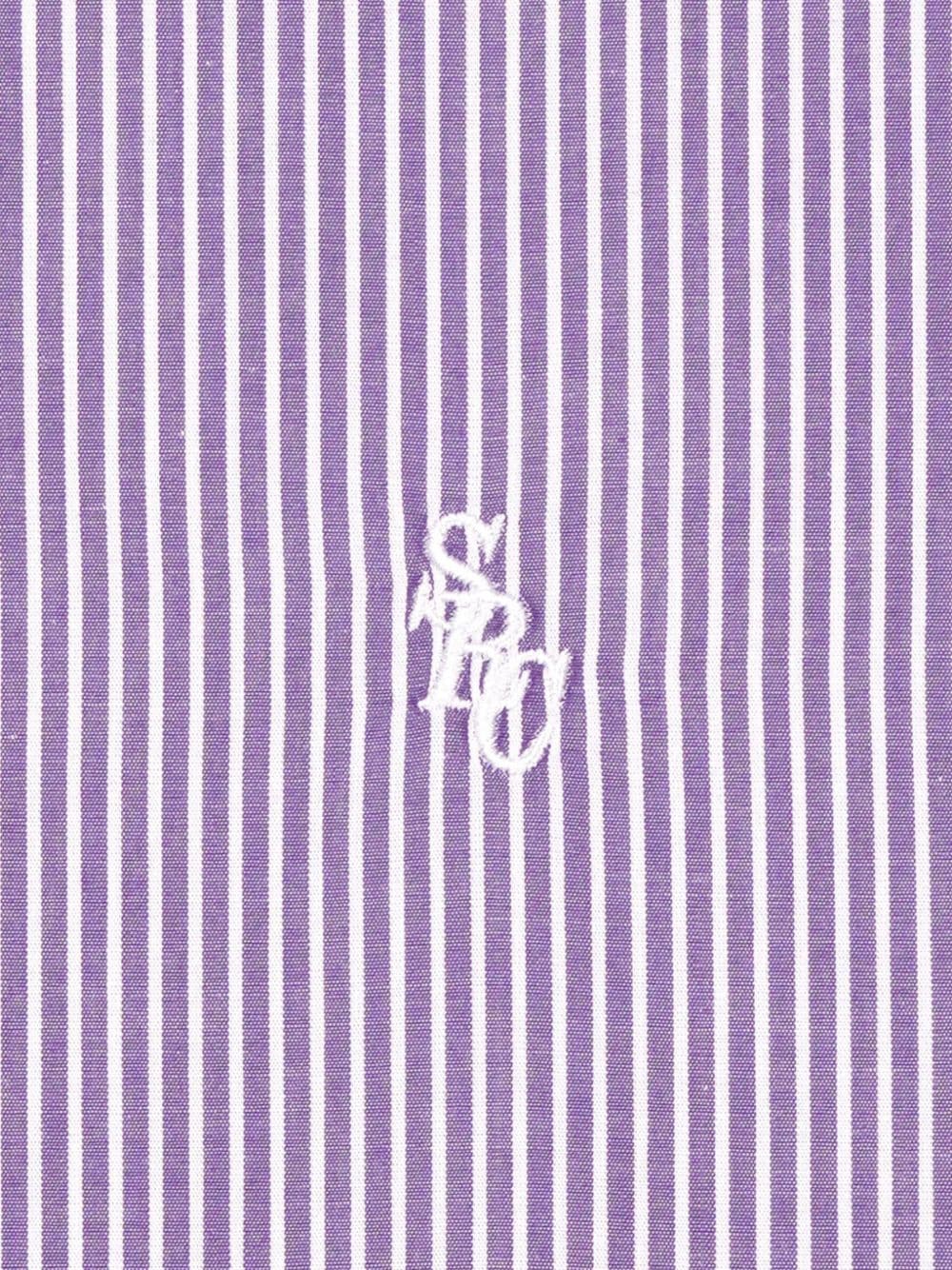 Shop Sporty And Rich Logo-embroidered Striped Cotton Shirt In Purple