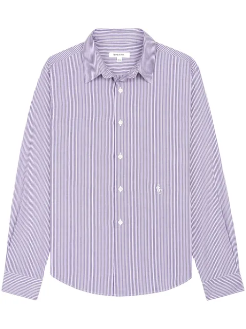 Sporty & Rich logo-embroidered striped cotton shirt