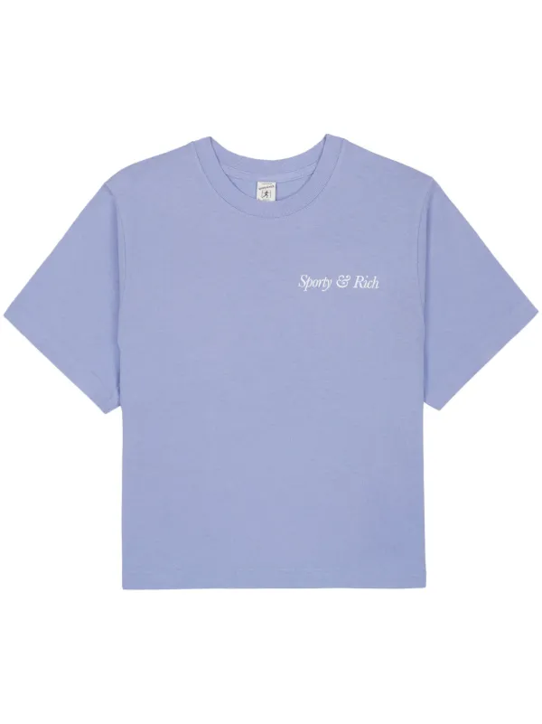 スウェット・トレーナー Sporty & Rich Yacht Club Logo Print Short Sleeve T-Shirt Nav Sporty & Rich Track Club graphic-print T-shirt | Blue | FARFETCH