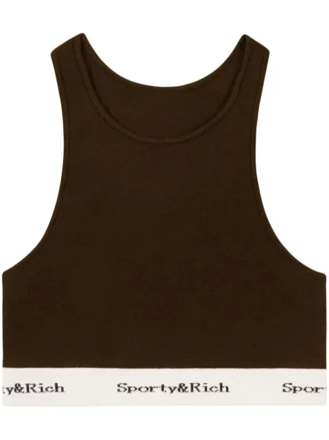 Sporty & Rich serif-logo ribbed crop top