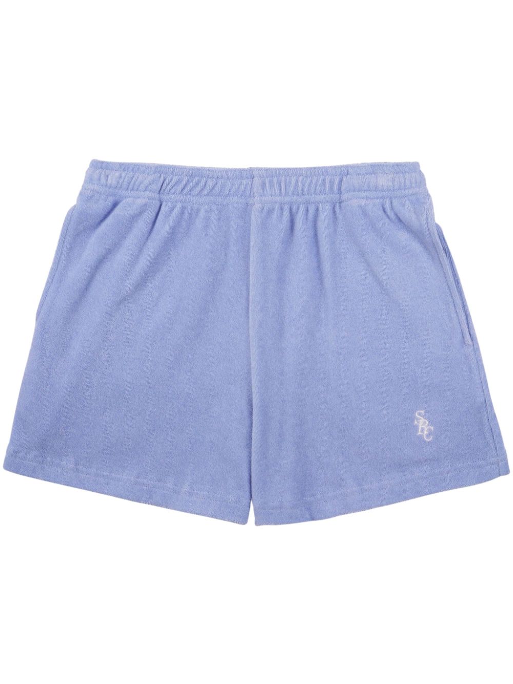 Sporty And Rich Logo-embroidered Terry-cloth Shorts In Blue