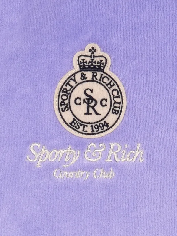 Sporty Rich Crown logo patch Velvet T shirt Purple FARFETCH TR