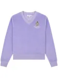 Sporty & Rich Crown logo-patch velvet T-shirt - Purple