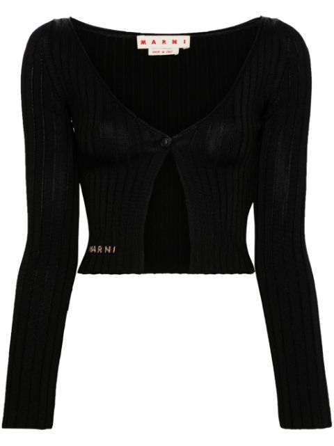 Marni intarsia-logo cropped cardigan Women