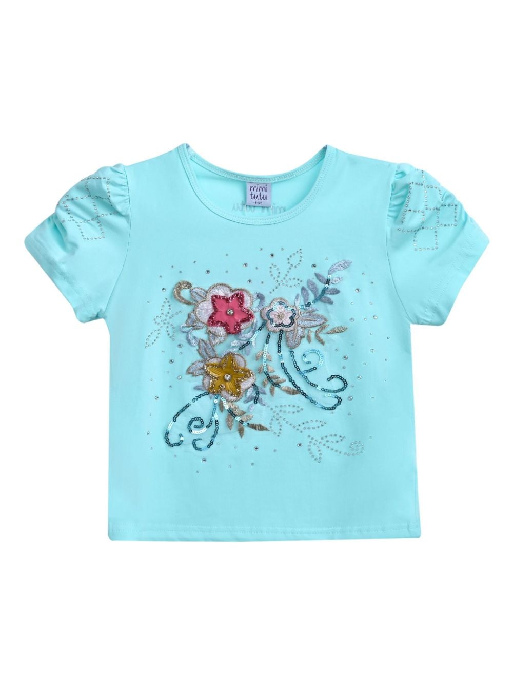 Mimi Tutu floral-appliqué T-shirt - Blu