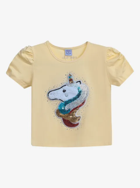 Mimi Tutu unicorn-applique puff-sleeve T-shirt