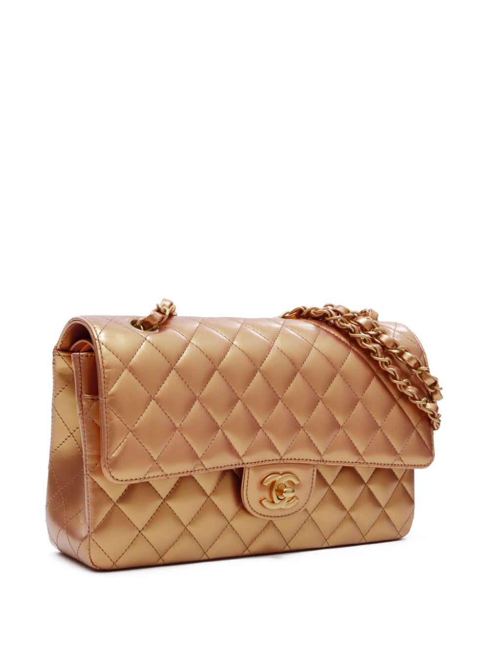 Pre-owned Chanel 2020s Double Flap Shoulder Bag In Gold