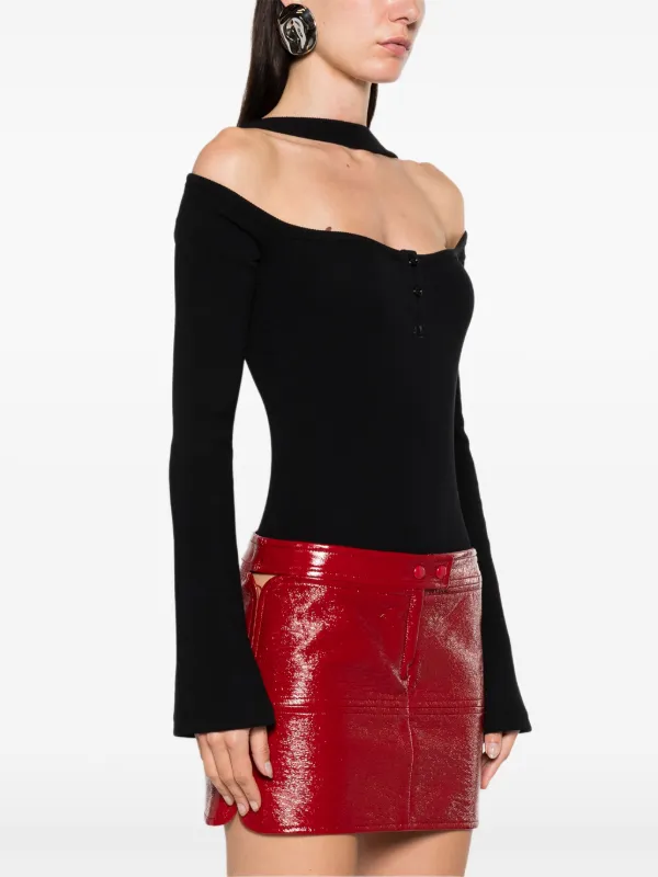 Courrèges Hyperbole 90's cold-shoulder Bodysuit | Black
