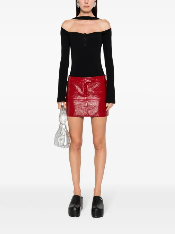 Courrèges Hyperbole 90's cold-shoulder Bodysuit | Black