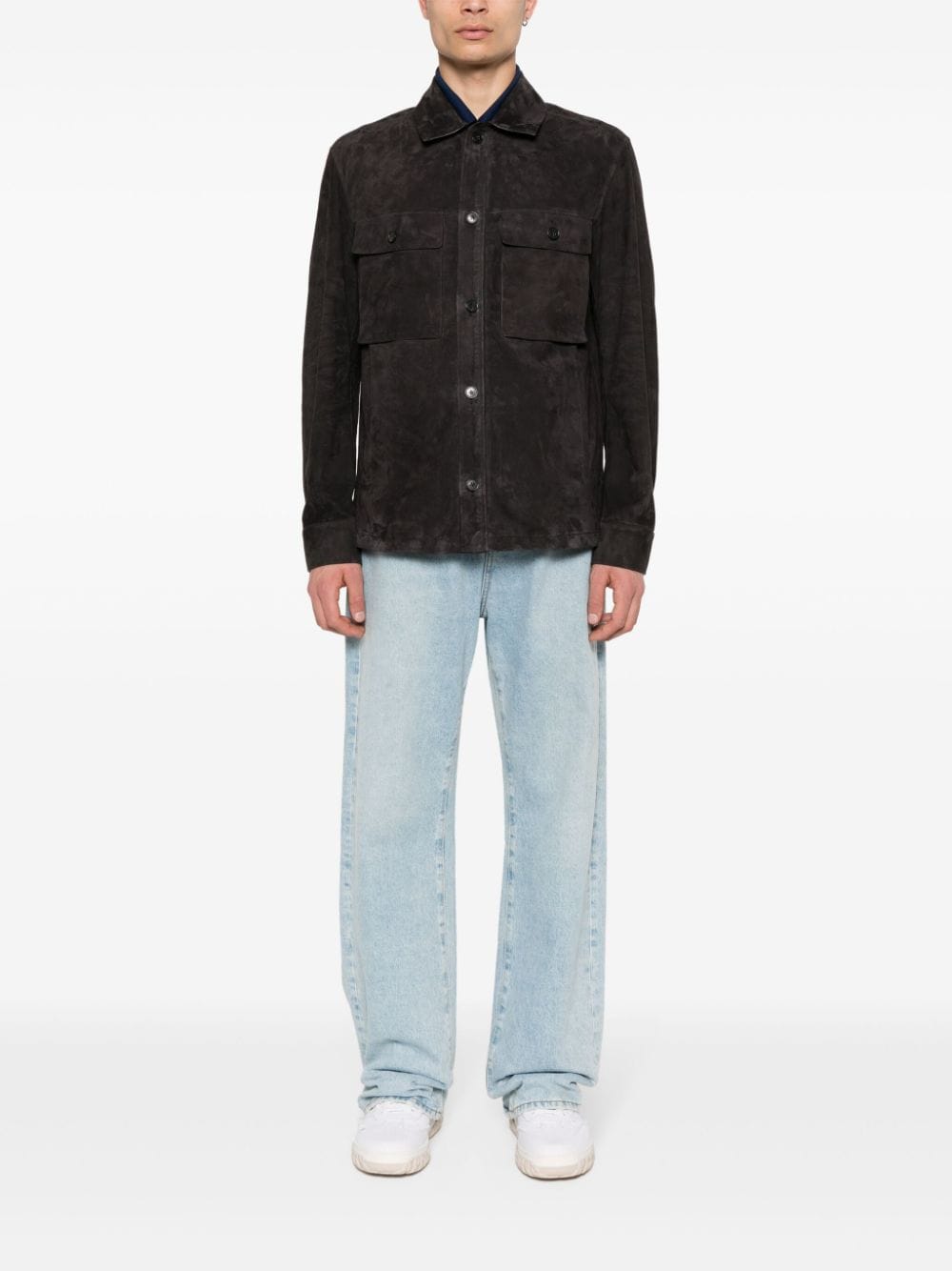 Zegna zip-up shirt jacket - Bruin