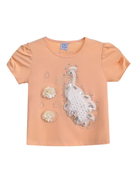 Mimi Tutu peacock-appliqué T-shirt